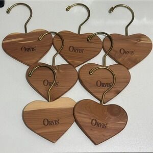 Orvis Wood Heart Shaped Hangers Set of 7‎ Moth Repellent Natural Wood - Used